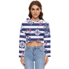 Seamless Marine Pattern Women s Lightweight Cropped Hoodie by Pakemis