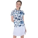 Indigo-watercolor-floral-seamless-pattern Women s Polo Tee View1