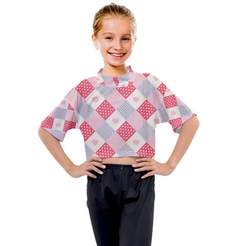 Cute-kawaii-patches-seamless-pattern Kids Mock Neck Tee by Pakemis