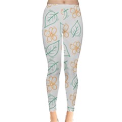 Hand-drawn-cute-flowers-with-leaves-pattern Leggings 