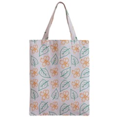 Hand-drawn-cute-flowers-with-leaves-pattern Zipper Classic Tote Bag