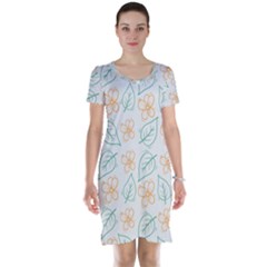 Hand-drawn-cute-flowers-with-leaves-pattern Short Sleeve Nightdress