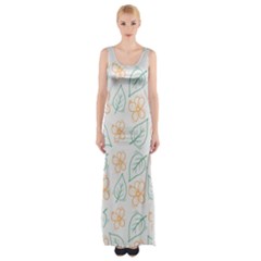 Hand-drawn-cute-flowers-with-leaves-pattern Thigh Split Maxi Dress