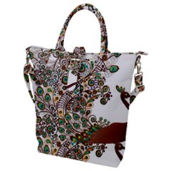 Peacock Graceful Bird Animal Buckle Top Tote Bag by artworkshop