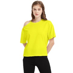 Color Yellow One Shoulder Cut Out Tee by Kultjers