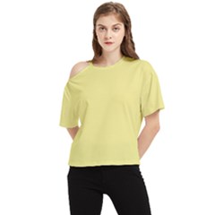 Color Khaki One Shoulder Cut Out Tee by Kultjers