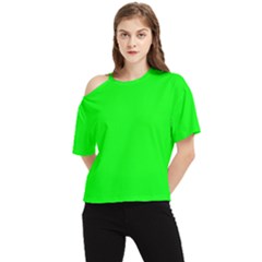 Color Lime One Shoulder Cut Out Tee by Kultjers