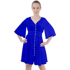 Color Medium Blue Boho Button Up Dress by Kultjers