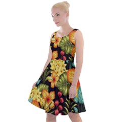 Fabulous Colorful Floral Seamless Knee Length Skater Dress by Pakemis