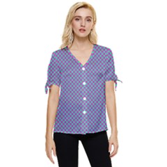 Pattern Bow Sleeve Button Up Top by gasi