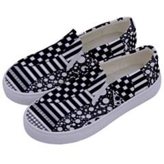 Black And White Kids  Canvas Slip Ons