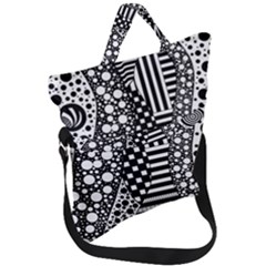 Black And White Fold Over Handle Tote Bag by gasi