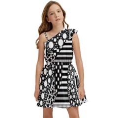 Black And White Kids  One Shoulder Party Dress