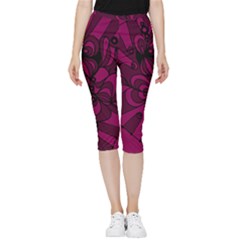 Aubergine Zendoodle Inside Out Lightweight Velour Capri Leggings  by Mazipoodles