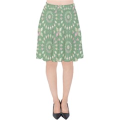 Kaleidoscope Peaceful Green Velvet High Waist Skirt by Mazipoodles
