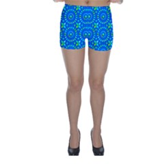 Kaleidoscope Blue Skinny Shorts by Mazipoodles