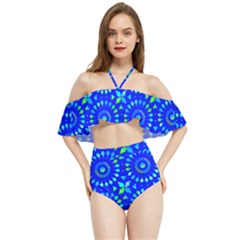 Kaleidoscope Royal Blue Halter Flowy Bikini Set  by Mazipoodles