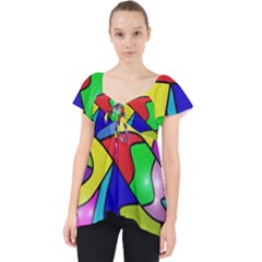 Colorful Abstract Art Lace Front Dolly Top by gasi