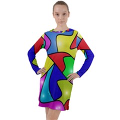 Colorful Abstract Art Long Sleeve Hoodie Dress by gasi