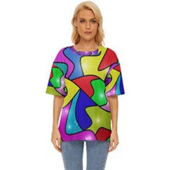 Colorful Abstract Art Oversized Basic Tee by gasi
