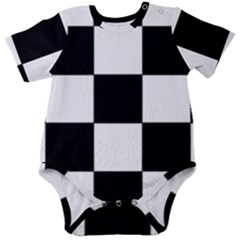 Grid-domino-bank-and-black Baby Short Sleeve Onesie Bodysuit by BangZart
