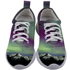 Aurora Stars Sky Mountains Snow Aurora Borealis Kids Athletic Shoes by Uceng