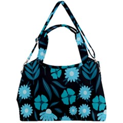 Flower Nature Blue Black Art Pattern Floral Double Compartment Shoulder Bag by Uceng