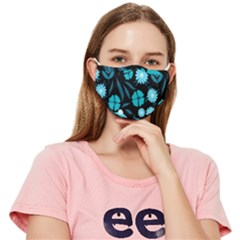 Flower Nature Blue Black Art Pattern Floral Fitted Cloth Face Mask (adult) by Uceng