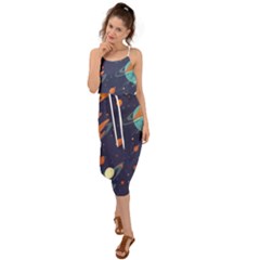 Space Galaxy Planet Universe Stars Night Fantasy Waist Tie Cover Up Chiffon Dress by Uceng