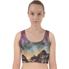 Mountain Space Galaxy Stars Universe Astronomy Velvet Racer Back Crop Top by Uceng