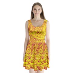 Red Yellow Abstract Wallpapers Abstracts Liquids Split Back Mini Dress 