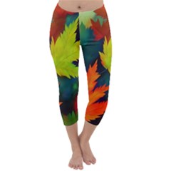 Leaves Foliage Autumn Nature Forest Fall Capri Winter Leggings  by Uceng