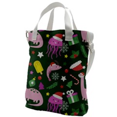 Dinosaur Colorful Funny Christmas Pattern Canvas Messenger Bag by Uceng