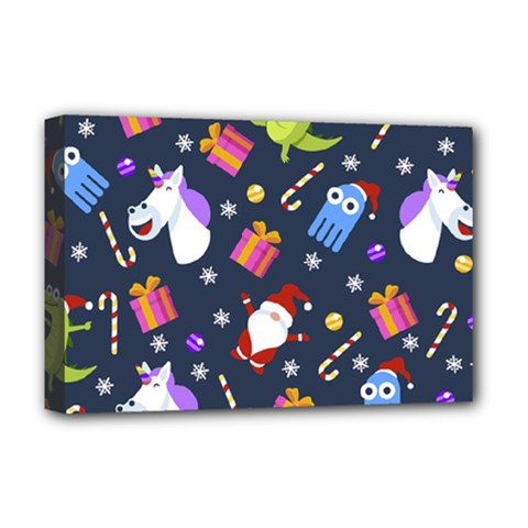 Colorful Funny Christmas Pattern Deluxe Canvas 18  X 12  (stretched) by Uceng