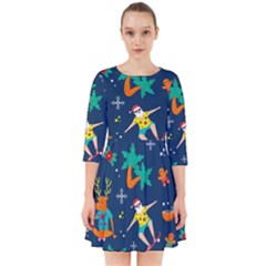 Colorful Funny Christmas Pattern Smock Dress by Uceng