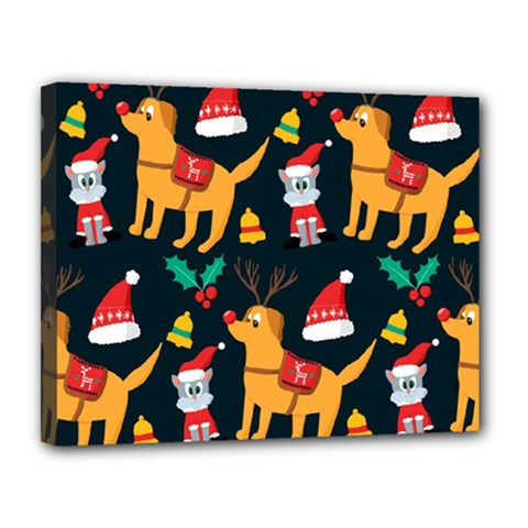 Funny Christmas Pattern Background Canvas 14  X 11  (stretched) by Uceng