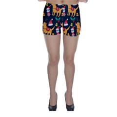 Funny Christmas Pattern Background Skinny Shorts by Uceng