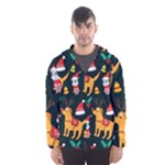 Funny Christmas Pattern Background Men s Hooded Windbreaker