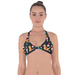 Funny Christmas Pattern Background Halter Neck Bikini Top