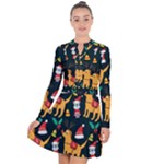 Funny Christmas Pattern Background Long Sleeve Panel Dress