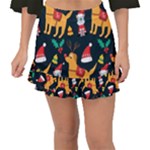 Funny Christmas Pattern Background Fishtail Mini Chiffon Skirt