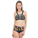 Funny Christmas Pattern Background Cage Up Bikini Set