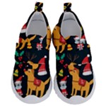 Funny Christmas Pattern Background Kids  Velcro No Lace Shoes