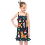 Funny Christmas Pattern Background Kids  Overall Dress