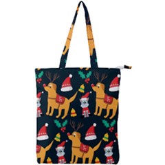 Funny Christmas Pattern Background Double Zip Up Tote Bag by Uceng