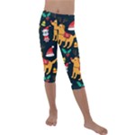 Funny Christmas Pattern Background Kids  Lightweight Velour Capri Leggings 