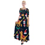 Funny Christmas Pattern Background Half Sleeves Maxi Dress