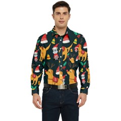 Funny Christmas Pattern Background Men s Long Sleeve Pocket Shirt  by Uceng