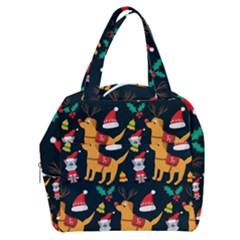 Funny Christmas Pattern Background Boxy Hand Bag by Uceng