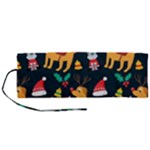 Funny Christmas Pattern Background Roll Up Canvas Pencil Holder (M)